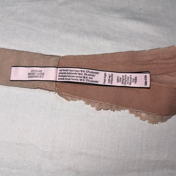 Victoria's Secret Lace Dream Angel Bra Beige Strapless Underwired Lace 32B - Picture 6 of 8